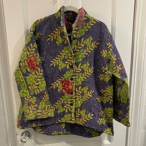 Women's Leaf Pattern Blazer - Multicolor